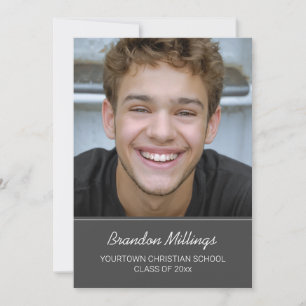 Grey Christian Graduation Photo Announcement