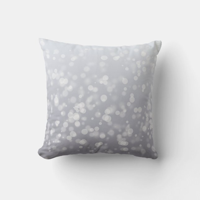Grey Christmas Bokeh Pattern Throw Pillow (Front)