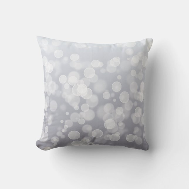Grey Christmas Bokeh Throw Pillow (Front)