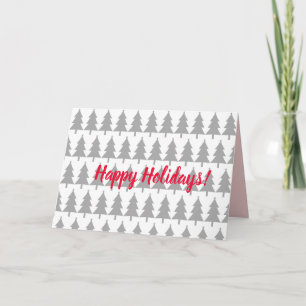 Grey Christmas Fir Trees Happy Holidays Card