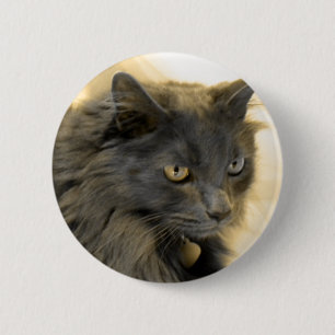 Grey Christmas Kitty IIII 2 Inch Round Button