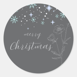 Grey Christmas Round Sticker