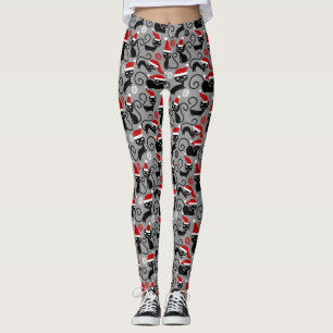 grey christmas santa cats leggings