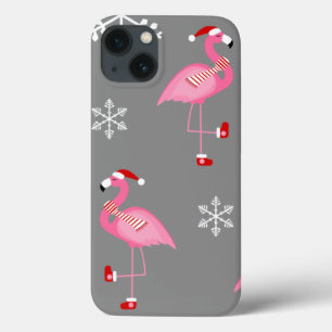 grey christmas santa claus flamingo iPhone 13 case