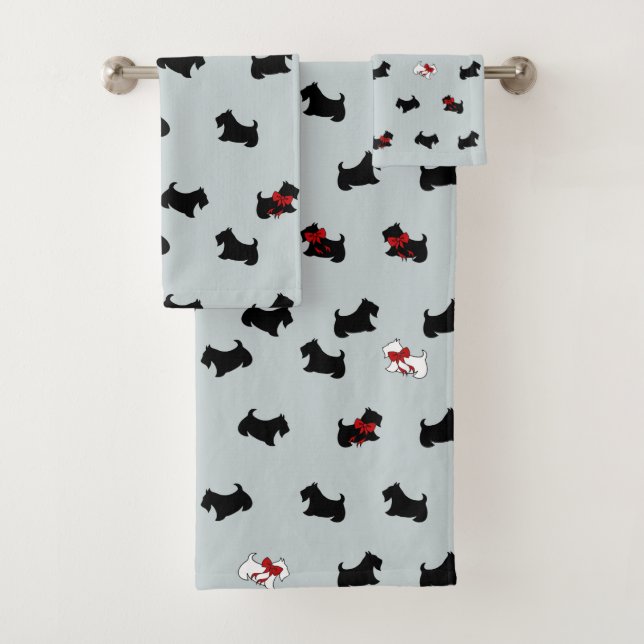 Grey Christmas Scottish Terrier Bath Towel Set  (Insitu)
