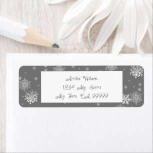 Grey Christmas Snowflakes Label