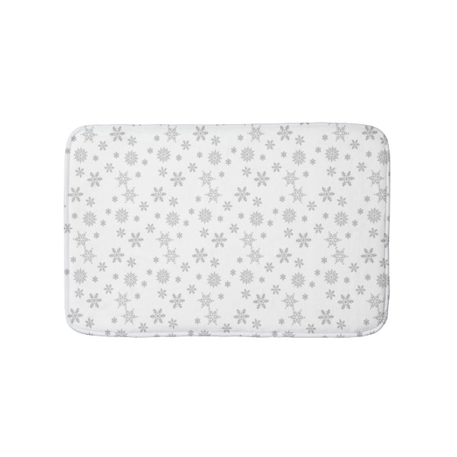 Grey Christmas Snowflakes pattern for the Holidays Bath Mat (Front)