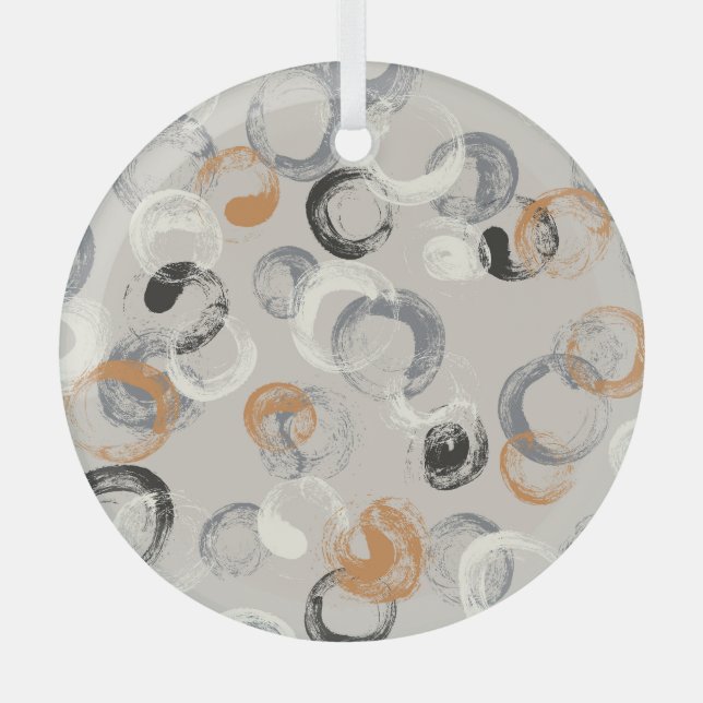 Grey Circles: Simple Seamless Pattern Glass Ornament (Front)