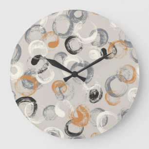 Grey Circles: Simple Seamless Pattern Large Clock