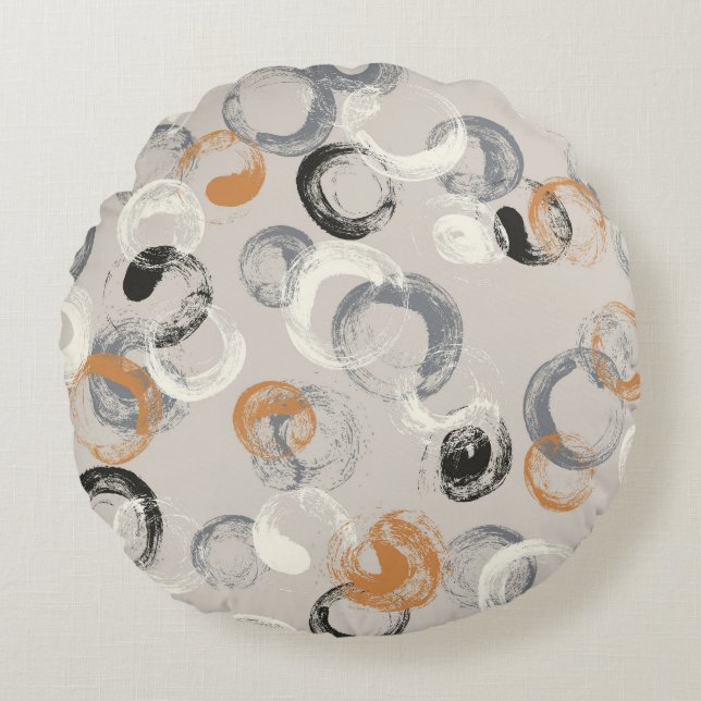 Grey Circles: Simple Seamless Pattern Round Pillow (Front)