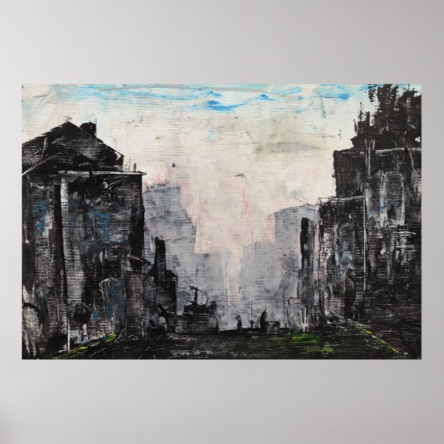 Grey City Abstract Print, Value Poster Paper  (Devant)