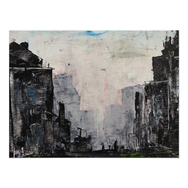 Grey City Abstract Print, Value Poster Paper  (Devant)