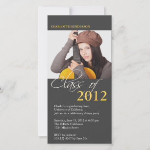 Grey class of graduation photo announcement card