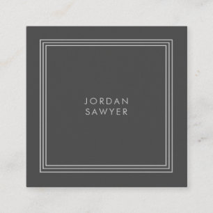 Grey Classic Elegant Triple Frame Square Business Card