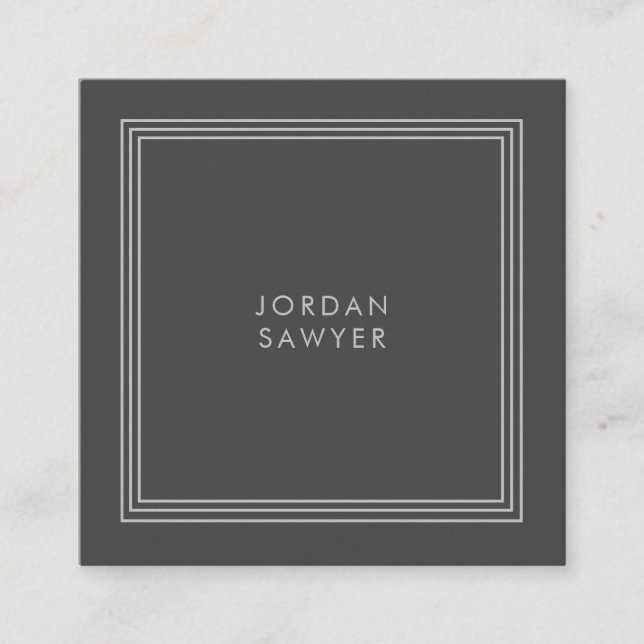 Grey Classic Elegant Triple Frame Square Business Card (Front)