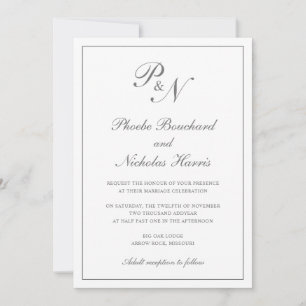 Grey Classic Elegant Wedding Invitation