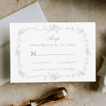 Grey Classic French Floral Frame Wedding RSVP<br><div class="desc">Elegant victorian grey floral wedding RSVP card. For more advanced customization of this design,  please click the DESIGN TOOL BUTTON above!  Matching items are also available.</div>