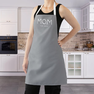 Grey Classic Typography Mom Established Apron