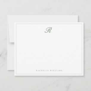 Grey Classic Vintage Script Monogram Double Border Card