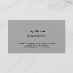 Grey Classical Elegant Plain Simple Minimalist Business Card