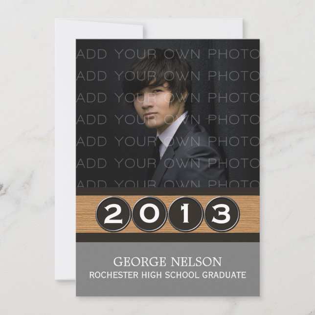 Grey Classy Keys Graduation Invitation (Front)