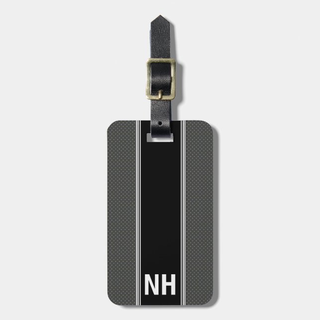 Grey Classy Personalized Monogrammed Luggage Tag (Front Vertical)