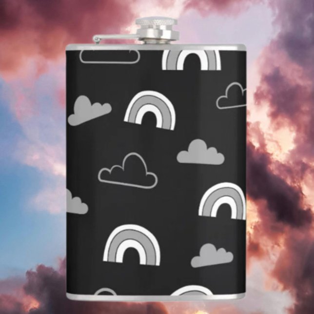 Grey Clouds and Rainbows on Black Flask (Creator Uploaded)