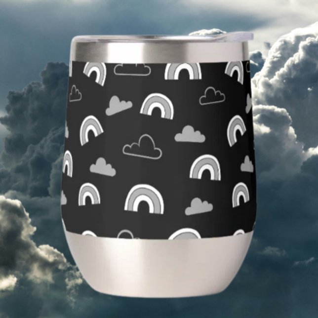 Grey Clouds and Rainbows on Black Stemless (Creator Uploaded)