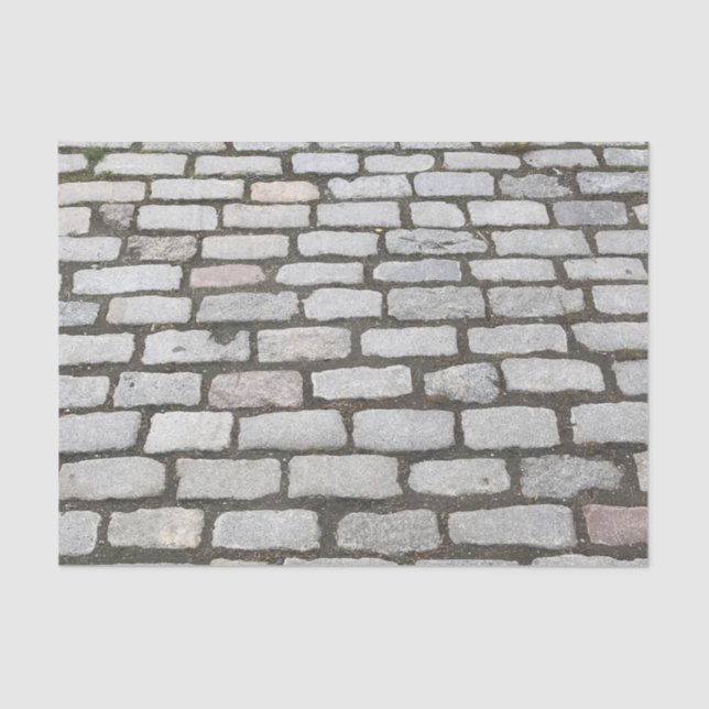Grey Cobblestone Stone Brick Walkway Pattern Print Tissue Paper (Front)
