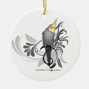 Grey Cockatiel Ceramic Ornament