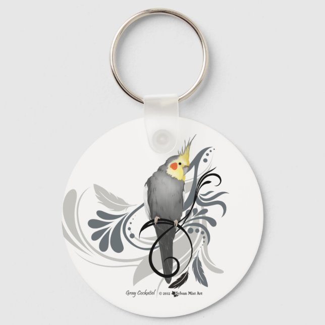 Grey Cockatiel Keychain (Front)