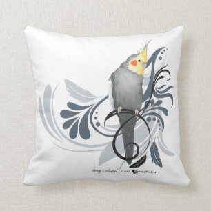 Grey Cockatiel Throw Pillow