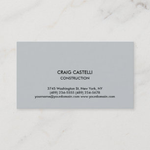 Grey Color Plain Modern Standard Business Card