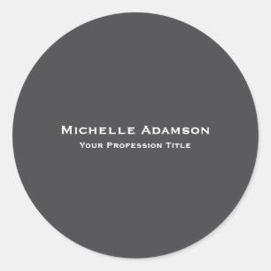 Grey Color Professional Plain Modern Classic Round Sticker