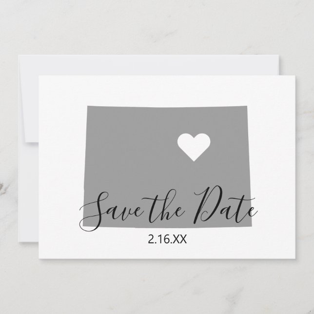 Grey Colorado Map Shape Save The Date (Front)
