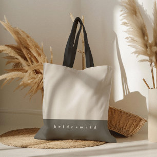 Grey Colour Block Personalized Tote Bag