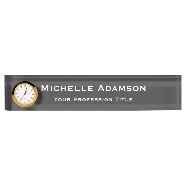 Grey Colour Professional Plain Modern Nameplate (Front)