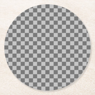 Grey Combination Chequerboard by Shirley Taylor Round Paper Coaster