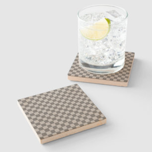 Grey Combination Chequerboard by Shirley Taylor Stone Coaster