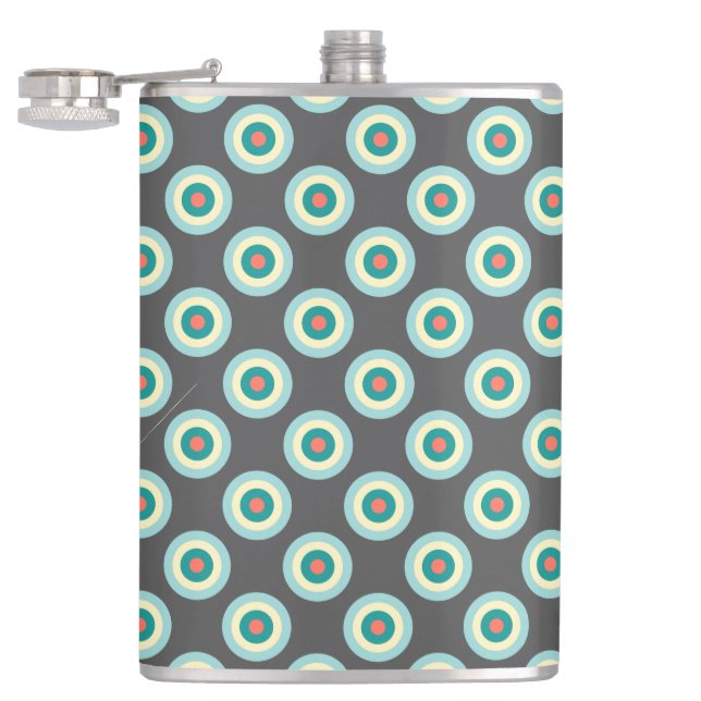 Grey Combination Circles by Shirley Taylor Hip Flask (Opened)