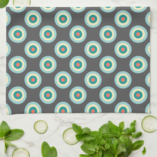 Grey Combination Circles by Shirley Taylor Kitchen Towel (Folded)