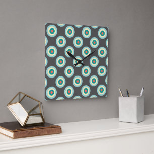 Grey Combination Circles by Shirley Taylor Square Wall Clock