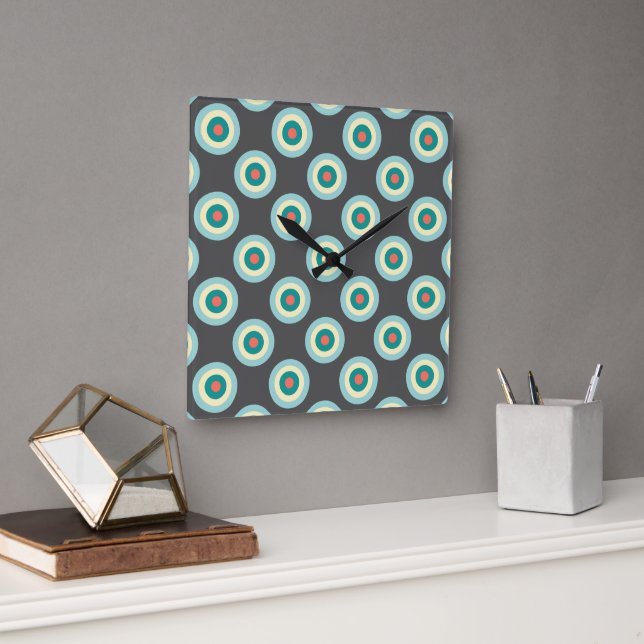 Grey Combination Circles by Shirley Taylor Square Wall Clock (Office)