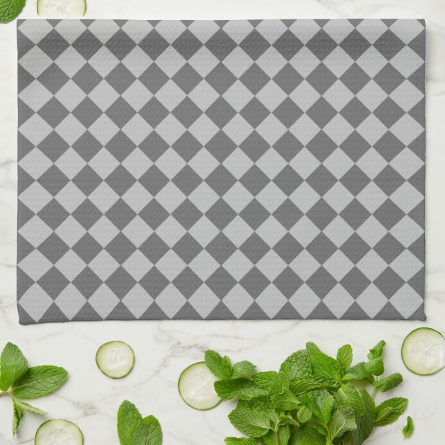 Grey Combination Diamond Pattern by Shirley Taylor Kitchen Towel (Folded)
