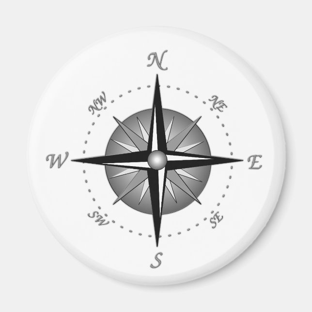 Grey Compass Rose Magnet (Front)