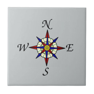 Grey Compass Rose Tile