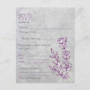 Grey Concrete and Purple Wedding RSVP Card