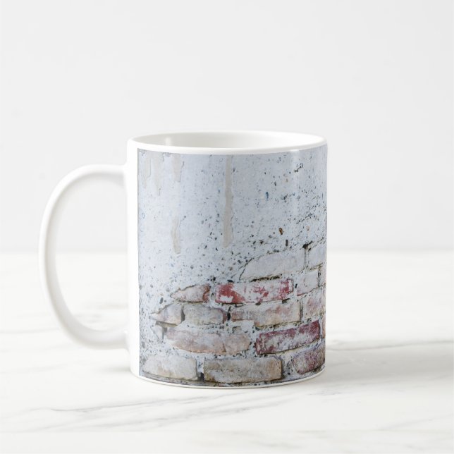 Grey concrete bricks wall coffee mug (Left)