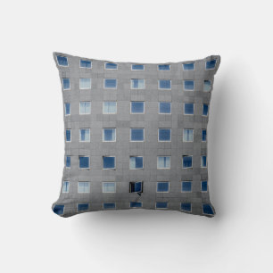 Grey concrete building photography throw pillow