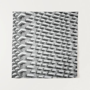 Grey concrete building tapestry